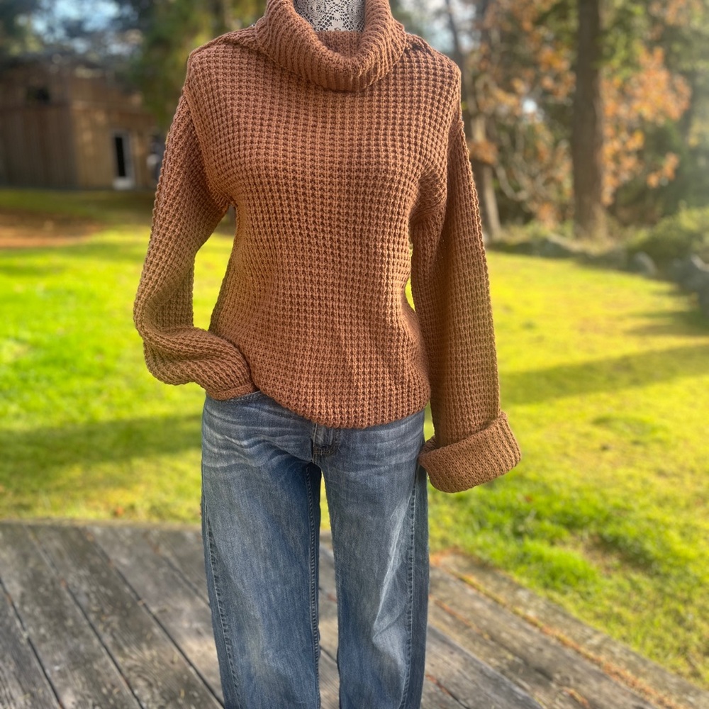 NWT Love By Design (from Nordstrom) brown knit cowl neck sweater size M